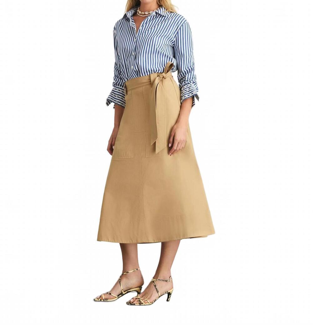 NEW TANYA TAYLOR brinson midi skirt in dark khaki